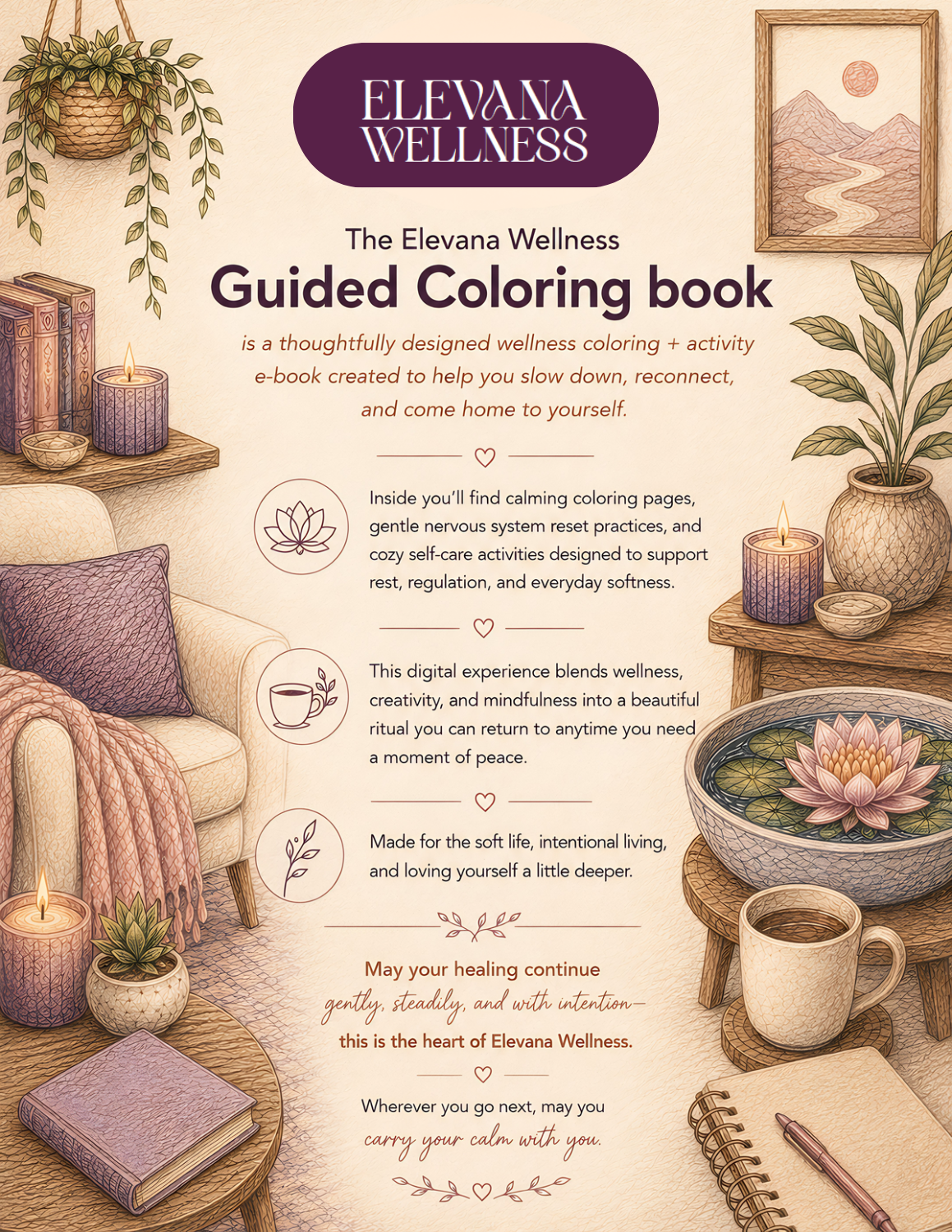 Elevana Wellness Guided Wellness Coloring Workbook