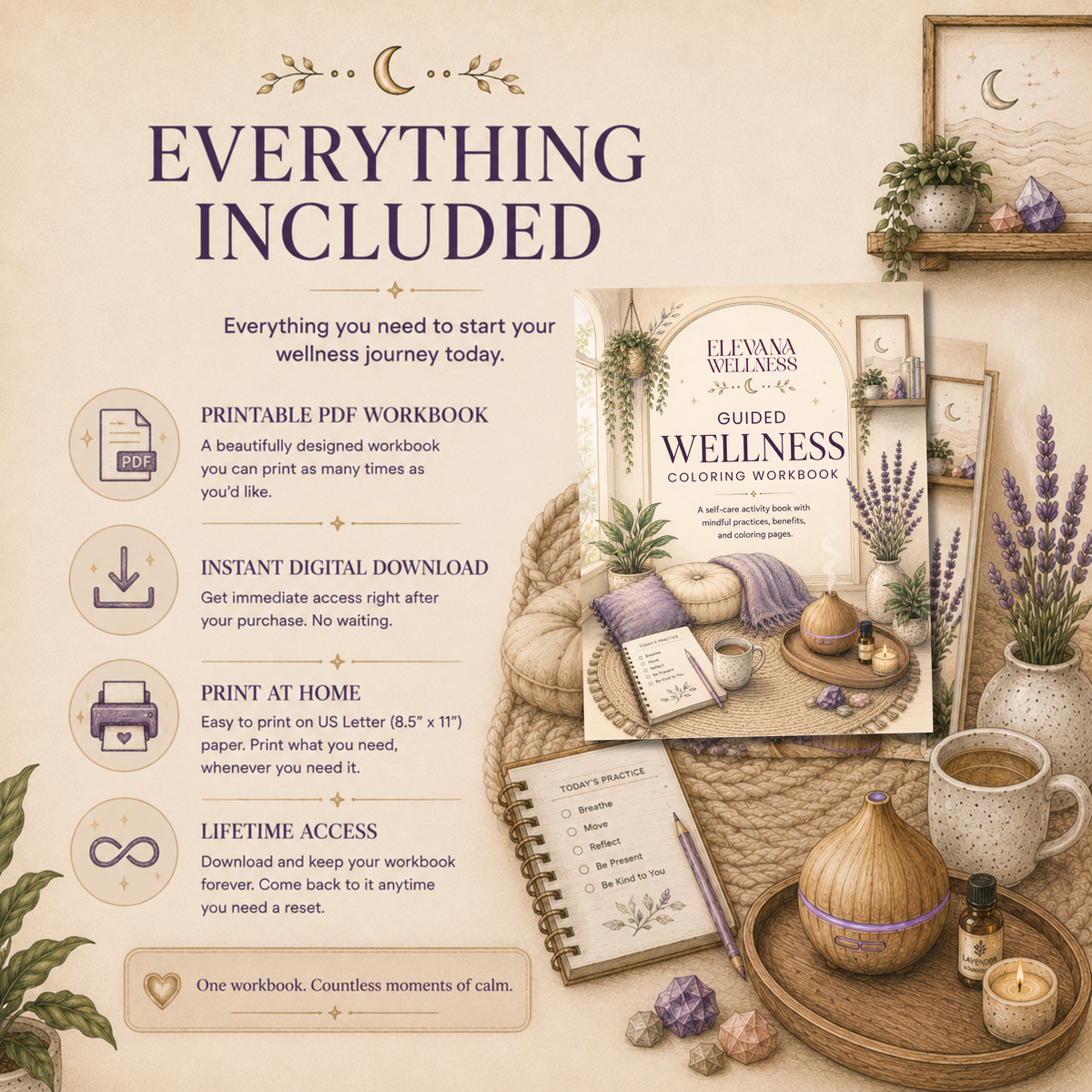 Elevana Wellness Guided Wellness Coloring Workbook